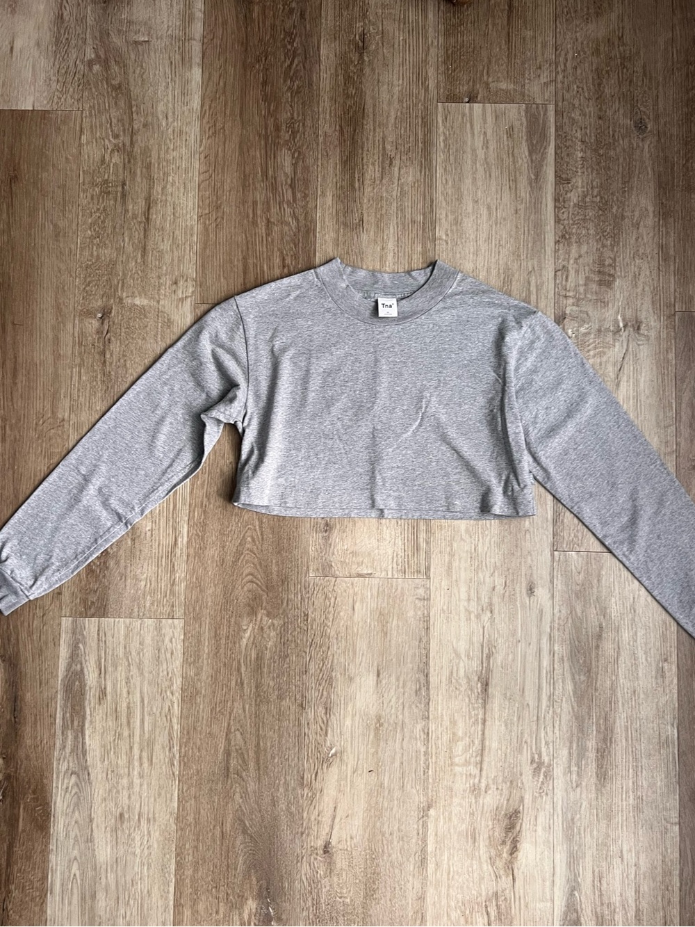 Tna cropped grey long sleeve tee shirt